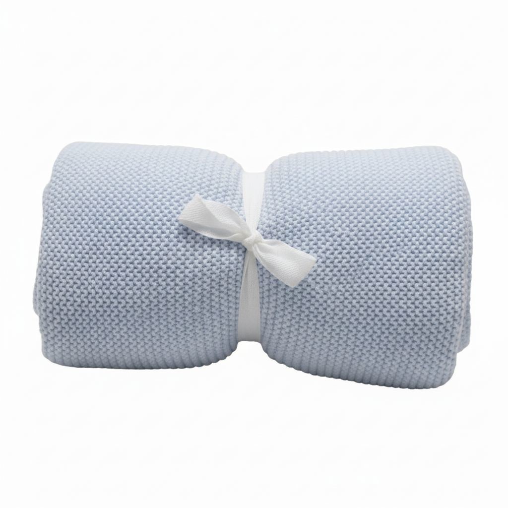 Вязаный плед 75х100 см, голубой