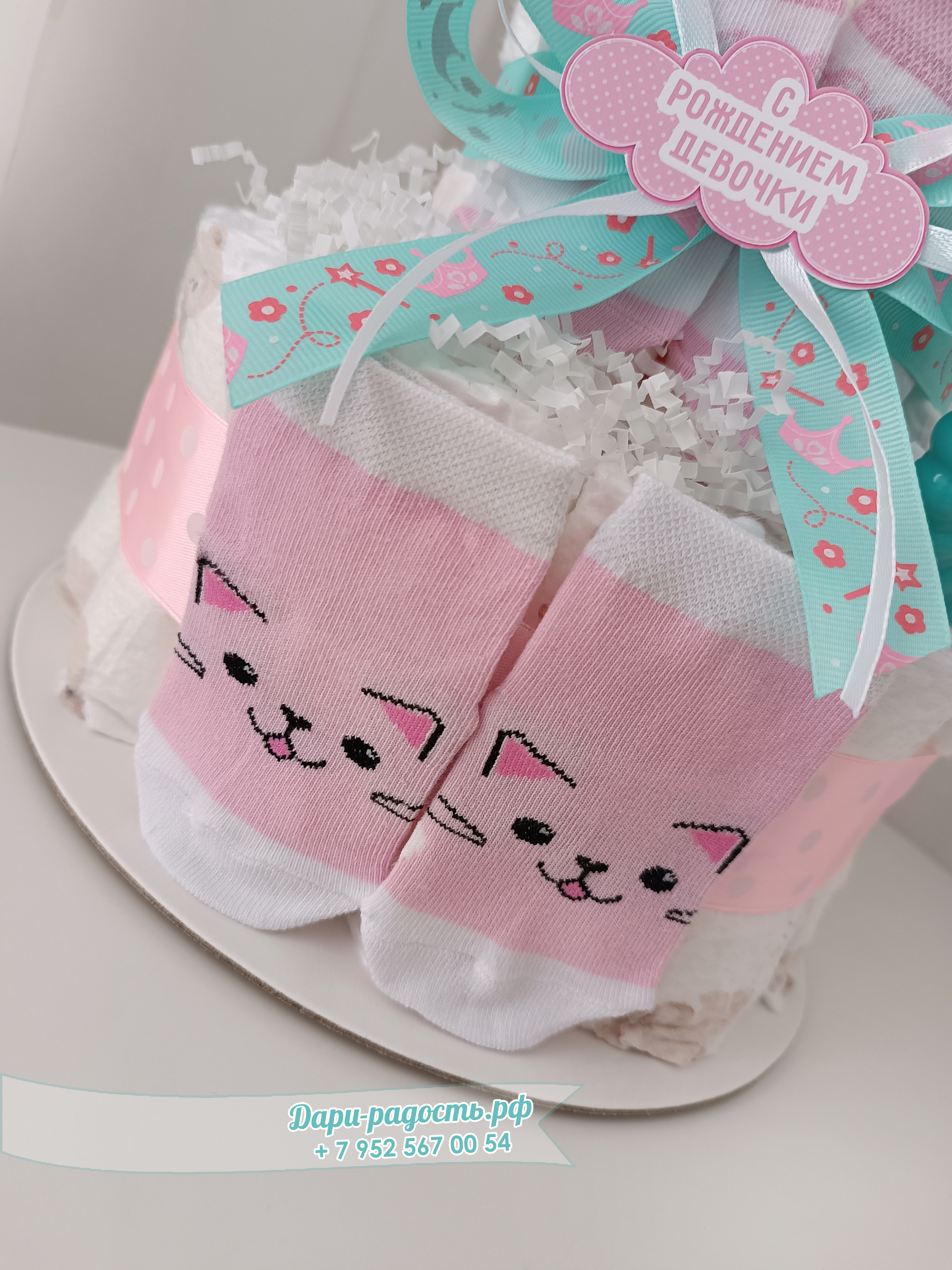 Тортик из подгузников для девочки 