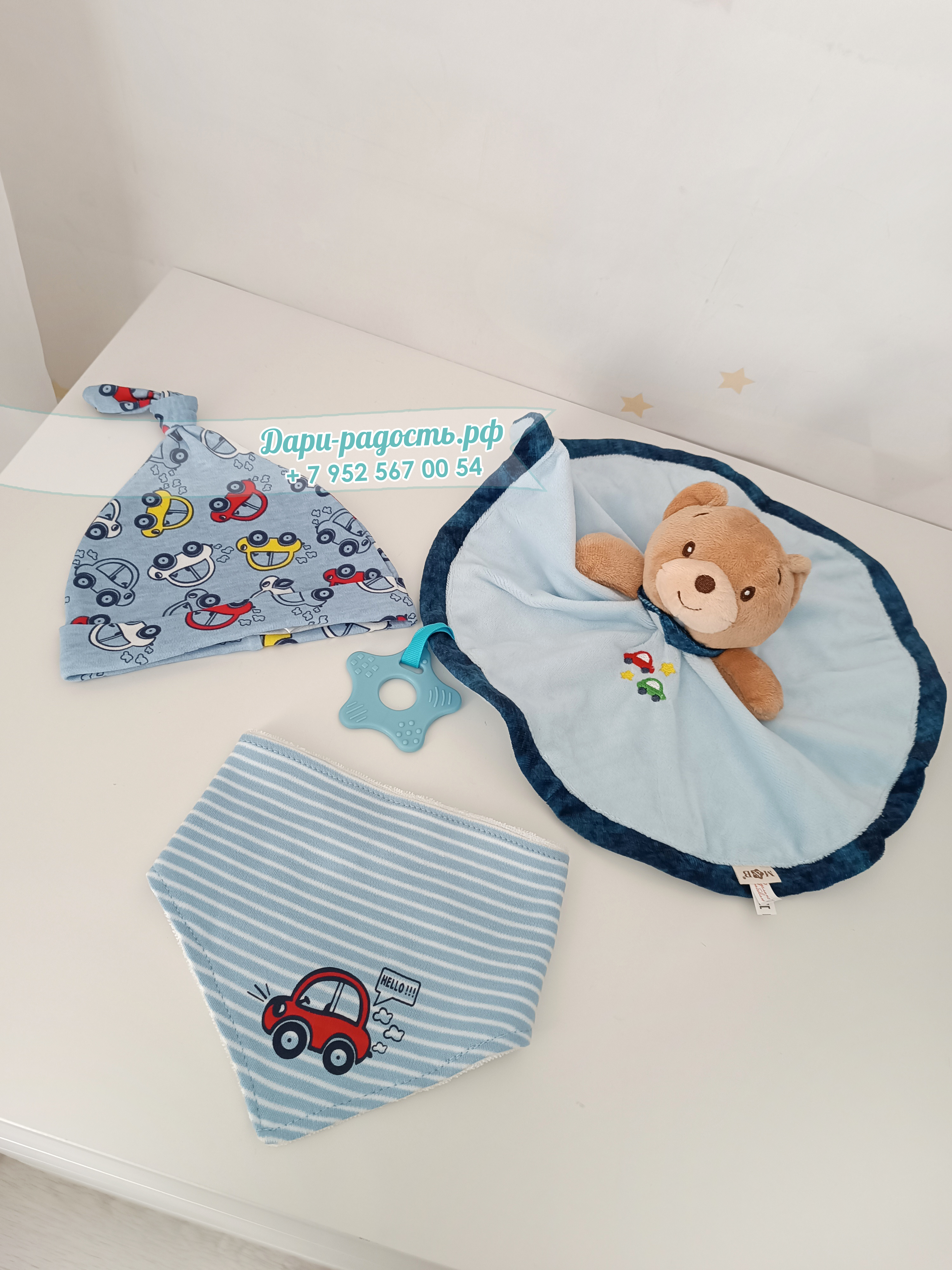 Торт из памперсов для мальчика "Мишка и машинки"