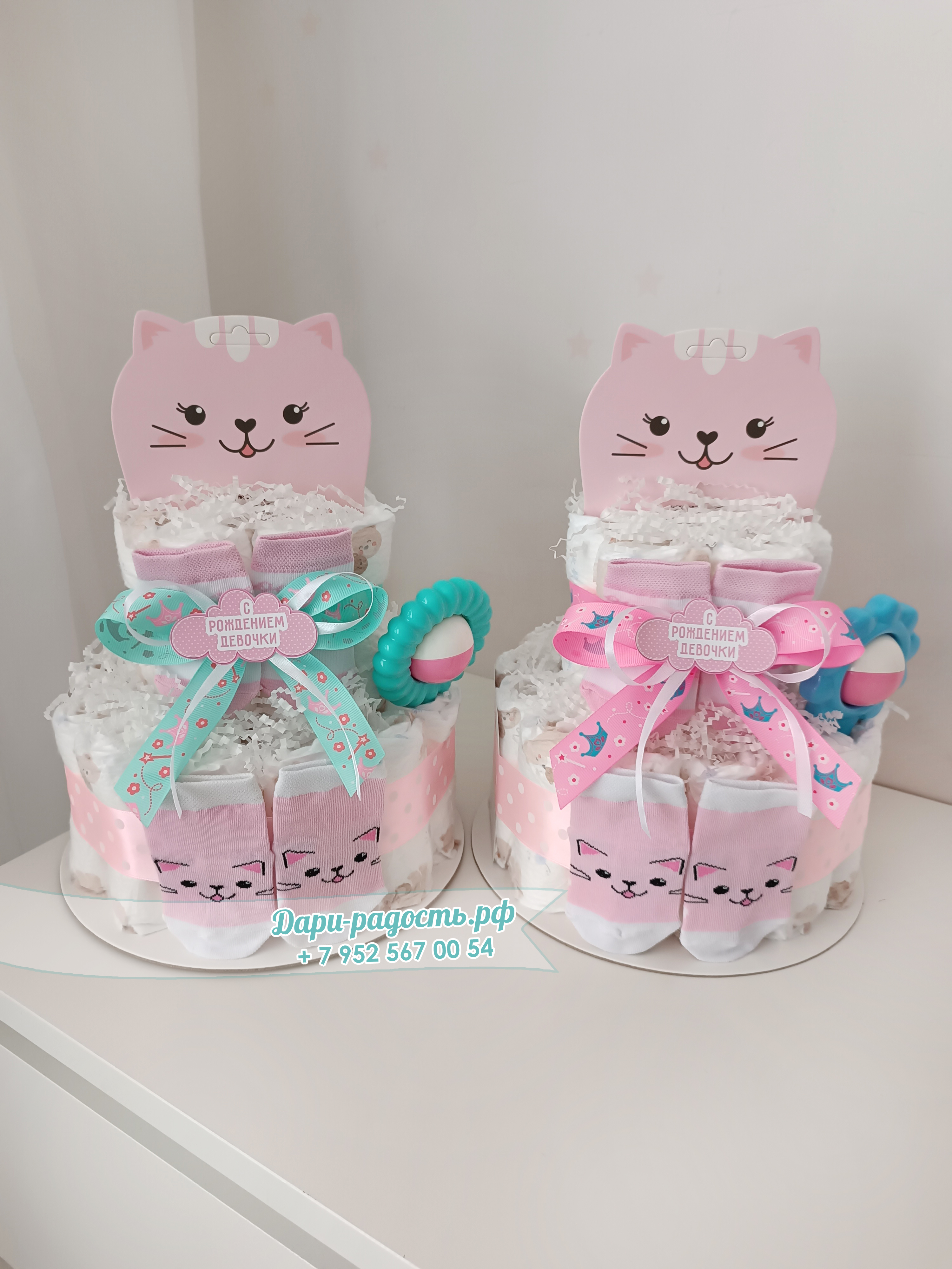 Тортик из подгузников для девочки 