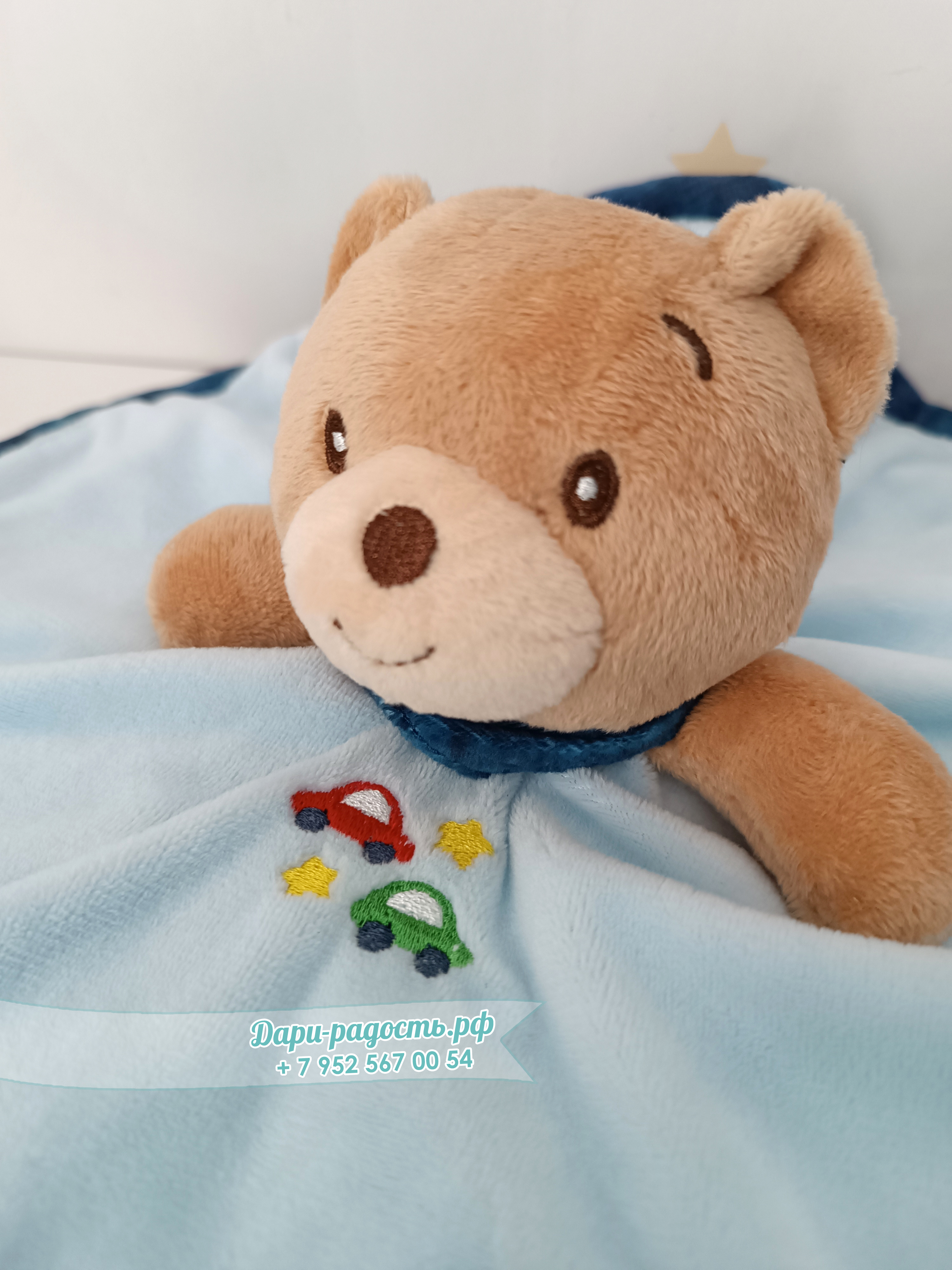 Торт из памперсов для мальчика "Мишка и машинки"