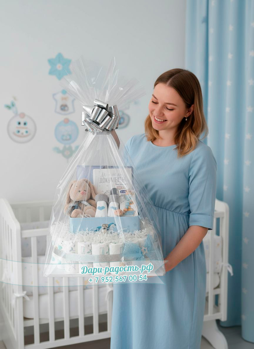 Торт из памперсов "Лошадки и Зайка" со шкатулкой 24 см