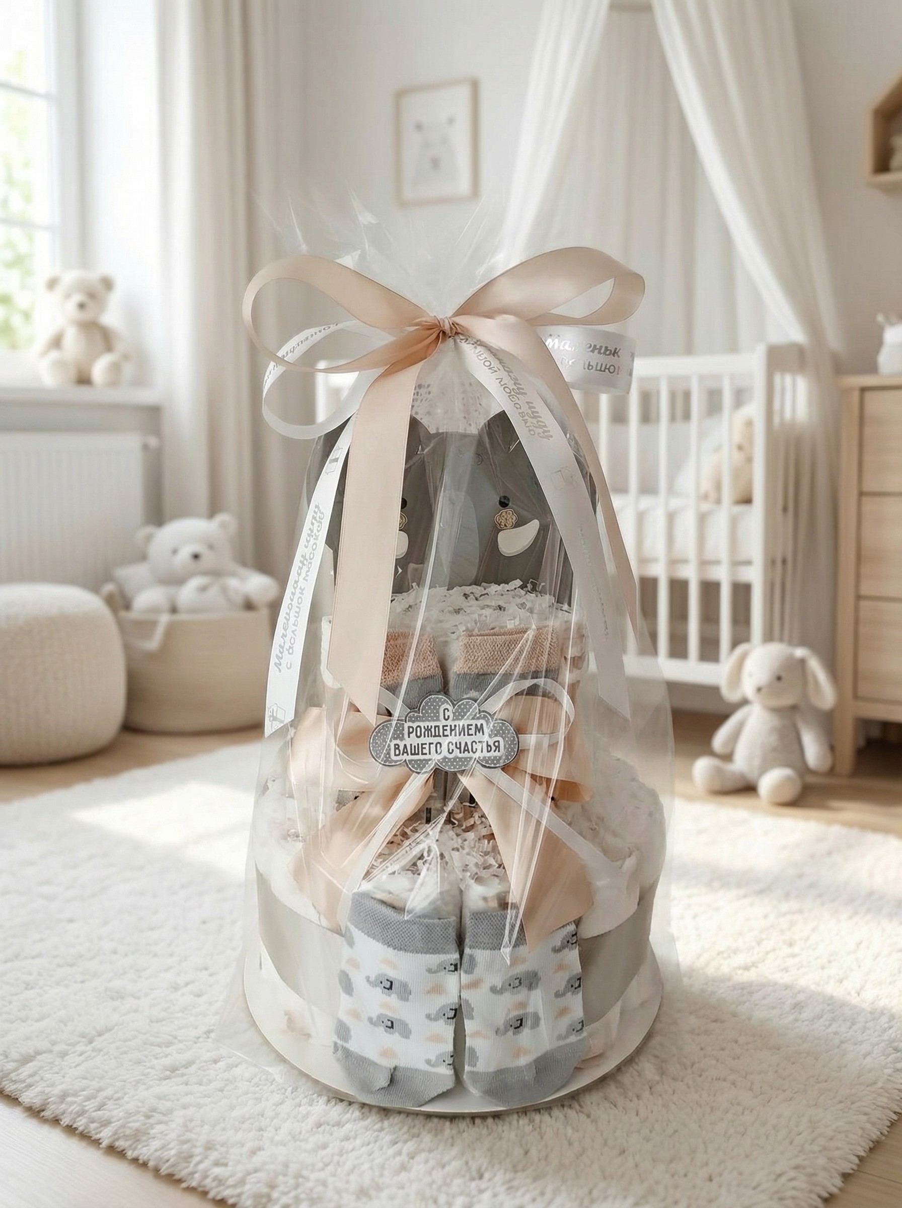 Тортик из подгузников на рождение ребёнка "Cлоник"