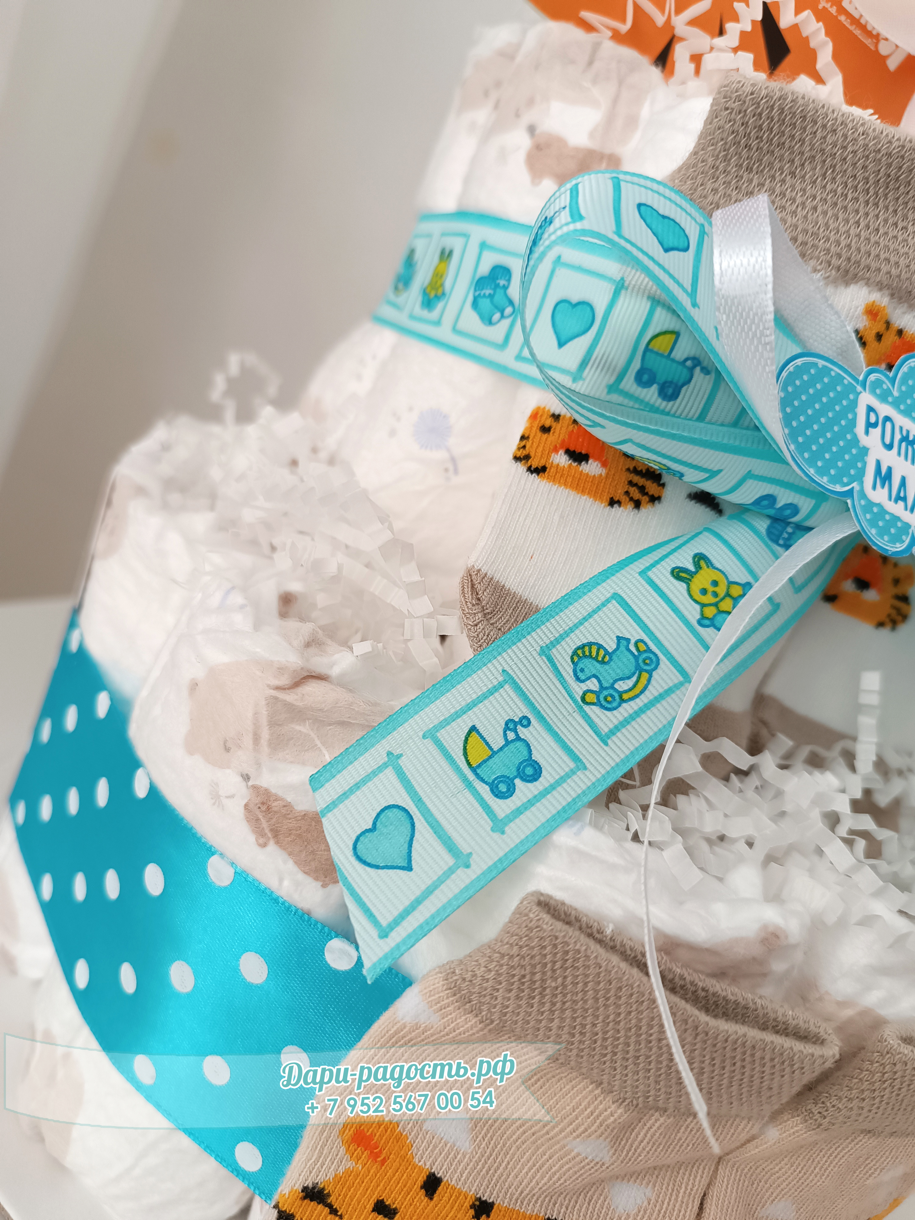 Тортик из подгузников для мальчика 